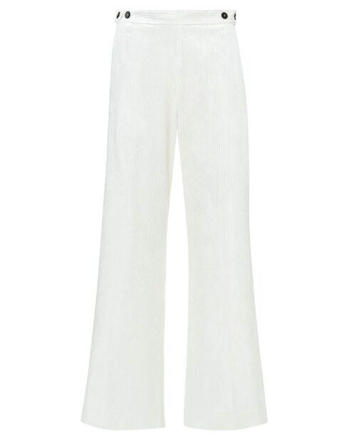 Pantalon Flare Velours Côtelé  blanc