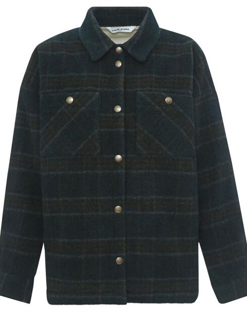 Veste Sur-Chemise Uganda Carreaux Laine vert sapin