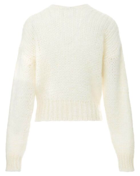 Maglia con scollo a V in mohair bianco