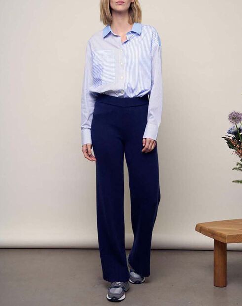 Camicia a righe in popeline blu cielo Coocoo