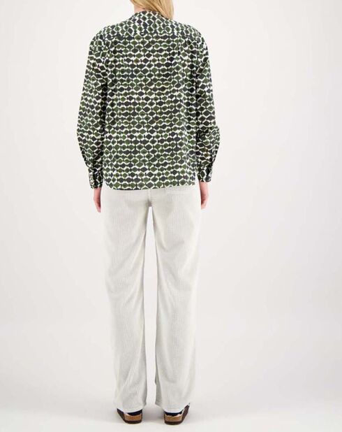 Blouse Derrick Popeline Imprimée vert kaki