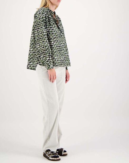 Blouse Derrick Popeline Imprimée vert kaki
