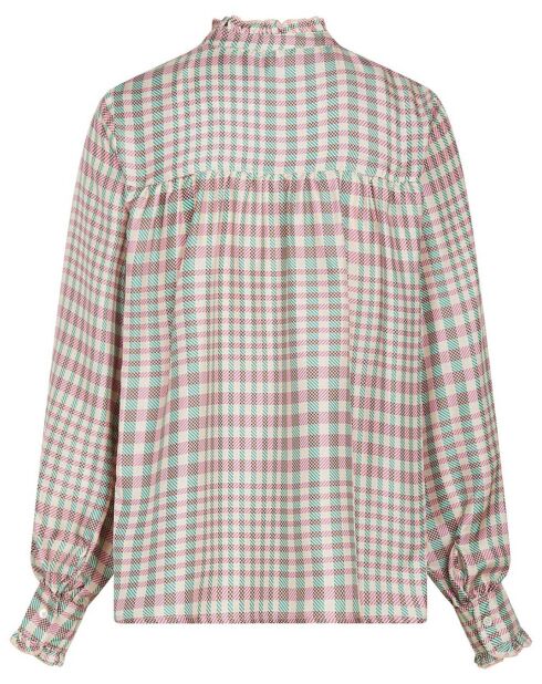 Camicetta in twill di seta rosa scozzese Albane