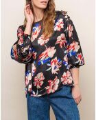 Blouse Bill Satin Imprimé noire