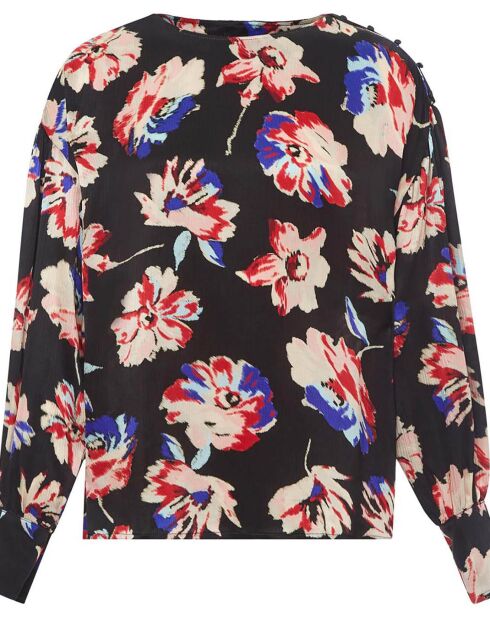 Blouse Bill Satin Imprimé noire
