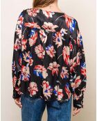 Blouse Bill Satin Imprimé noire