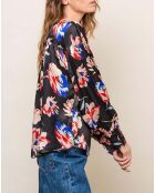 Blouse Bill Satin Imprimé noire
