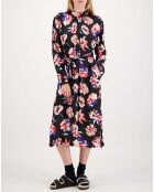 Robe Longue Memphis Satin Imprimé noire