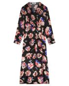 Robe Longue Memphis Satin Imprimé noire