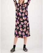 Robe Longue Memphis Satin Imprimé noire