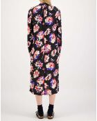 Robe Longue Memphis Satin Imprimé noire