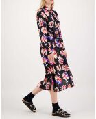Robe Longue Memphis Satin Imprimé noire
