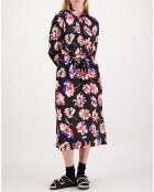 Robe Longue Memphis Satin Imprimé noire