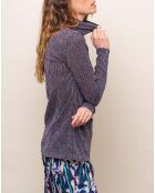 Top Col Roulé Elie Maille Lurex bleu marine
