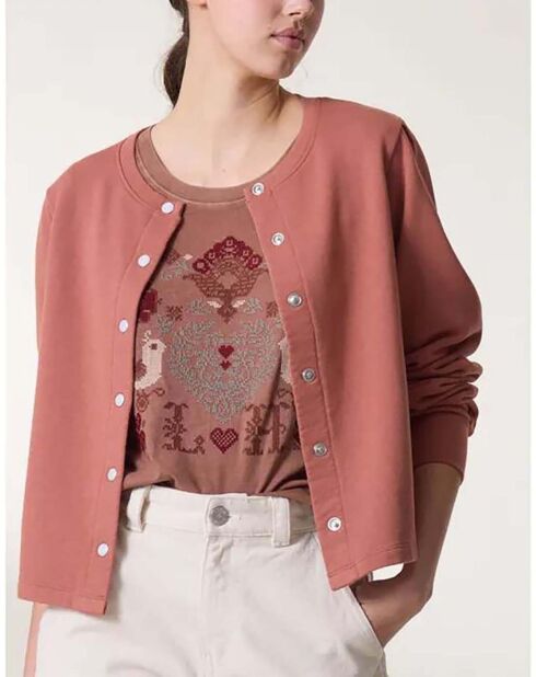 Sensas Terracotta Fleece-Cardigan aus Biobaumwolle