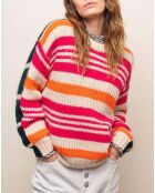 Pull biface Tyga Rayures Mohair rose/marine