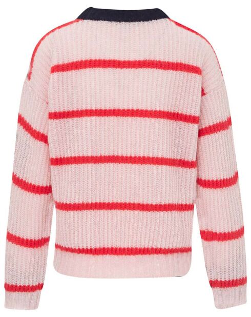 Tyga Bifacialer Pullover mit Mohairstreifen, rosa/marineblau