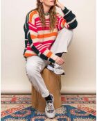 Pull biface Tyga Rayures Mohair rose/marine