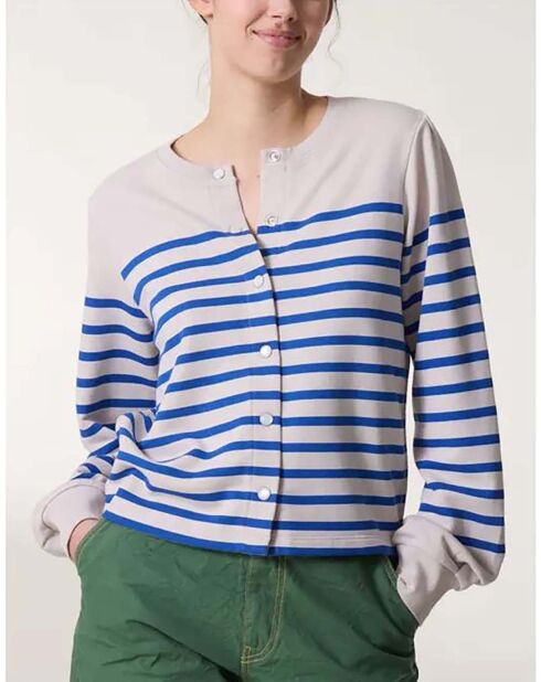 Cardigan Molleton Sensas Sailor Coton Bio bleu