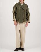 Blouson Violette Empiècements Velours vert kaki