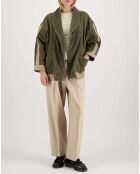 Blouson Violette Empiècements Velours vert kaki