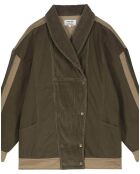 Blouson Violette Empiècements Velours vert kaki