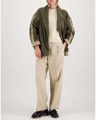 Blouson Violette Empiècements Velours vert kaki