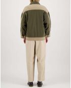 Blouson Violette Empiècements Velours vert kaki