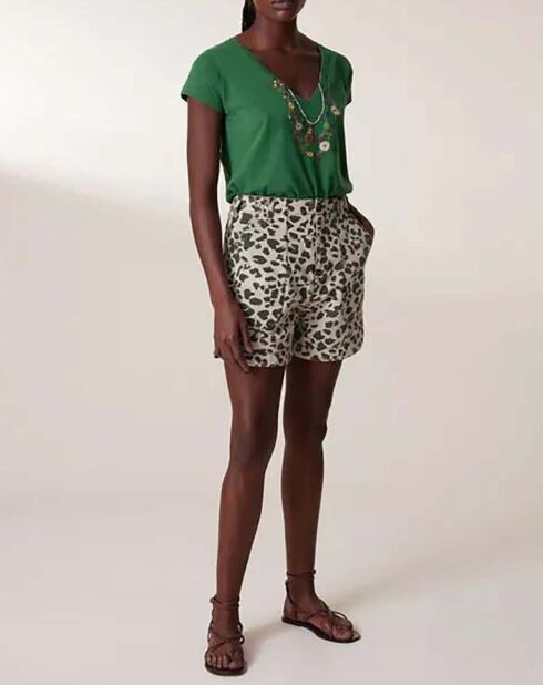 Alfonsa Safar Shorts aus Bio-Baumwolle mit Leopardenmuster
