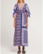Robe Longue Ilona Coton et Soie bleu marine