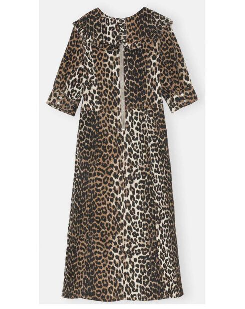 Robe à Col Denim Imprimé Coton Bio léopard