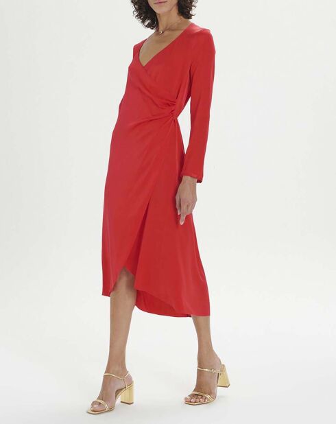 Robe Stretch Satin de Soie rouge