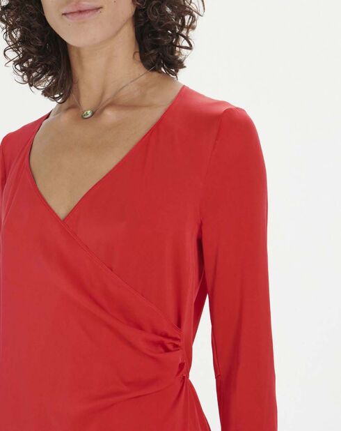 Robe Stretch Satin de Soie rouge