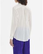 Blouse Brodée Bohémienne Coton et Voile de Soie blanche