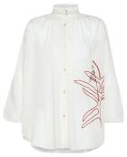 Blouse Brodée Bohémienne Coton et Voile de Soie blanche