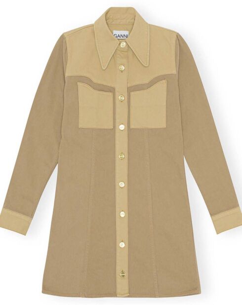 Western-Denim-Kleid aus Bio-Baumwolle 02 beige
