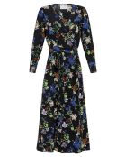 Belle De Jour Crepe de Chine Kleid aus Seide in Blau und Schwarz