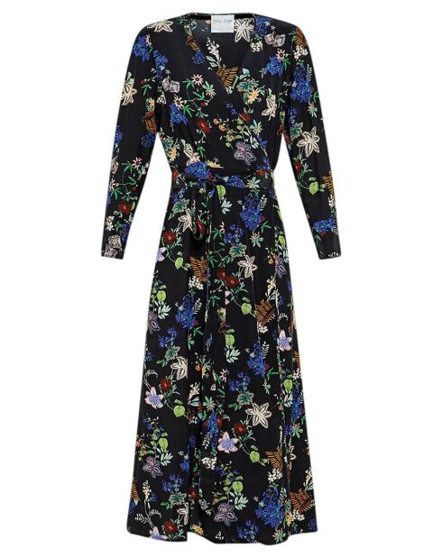 Belle De Jour Crepe de Chine Kleid aus Seide in Blau und Schwarz