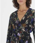 Belle De Jour Crepe de Chine Kleid aus Seide in Blau und Schwarz