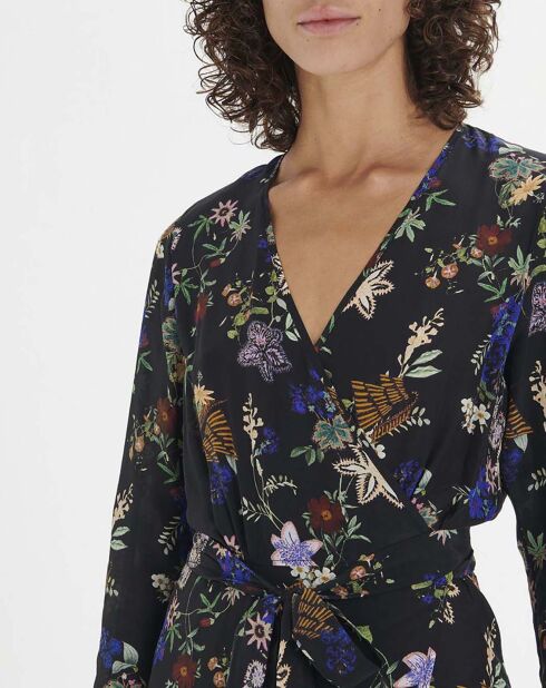 Robe Belle De Jour Soie Crêpe de Chine bleu noir