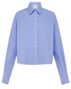 Chemise Crop Popeline de Coton bleu glacier
