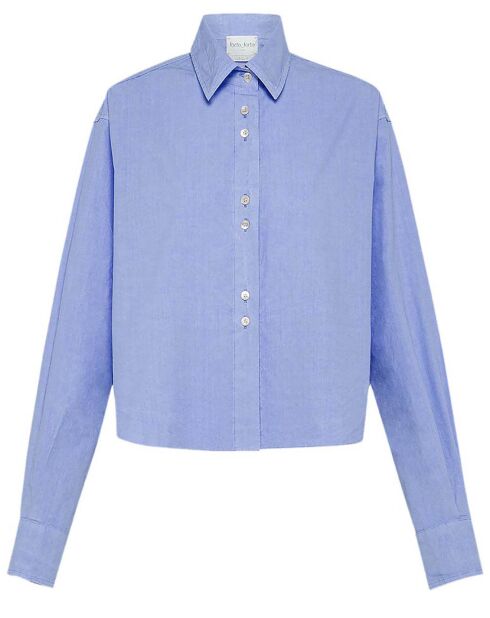 Chemise Crop Popeline de Coton bleu glacier