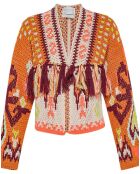 Cardigan Northern Light Jacquard orange rouille