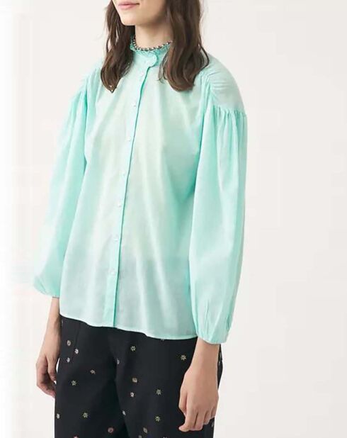 Anna 2 Aqua-Bluse aus Baumwollvoile