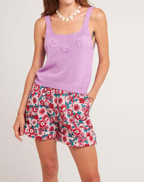 Short Matelassé Blossom rouge