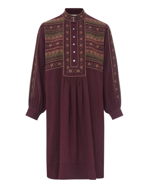 Robe Luna Crêpe de Coton bordeaux
