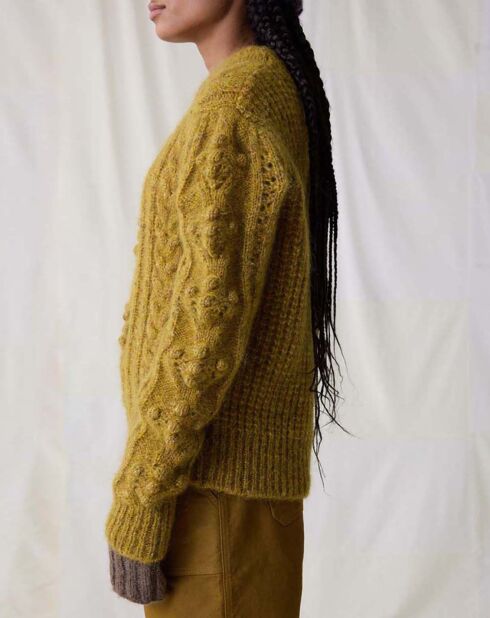 Pull Martina Mohair et Alpaga jaune moutarde