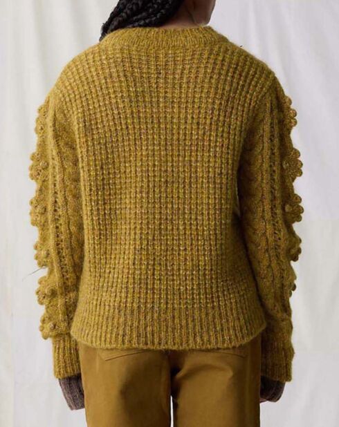Pull Martina Mohair et Alpaga jaune moutarde
