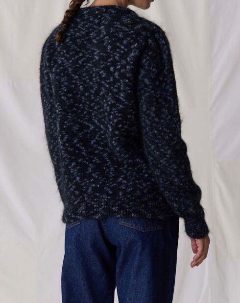 Matter Pullover mit Leopardenmuster aus Mohair und Merinowolle in Anthrazitgrau