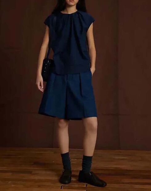 Blouse Annie Popeline de Coton bleu marine
